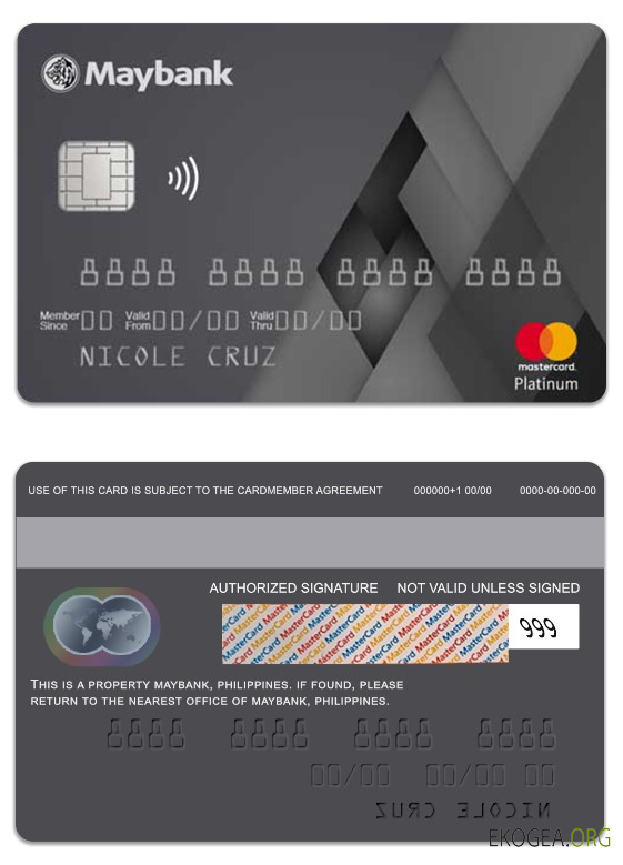 Carte mastercard platine MayBank des Philippines